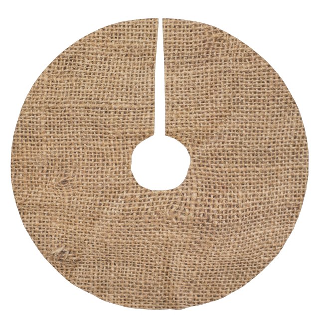 Brawn Burlap Tuch Sack Textur Polyester Weihnachtsbaumdecke (Vorderseite)