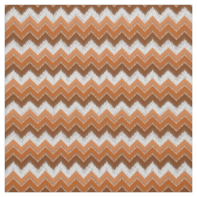Brawn Burnt Orange White Ikat Zigzag Kunstmuster Stoff (Muster)