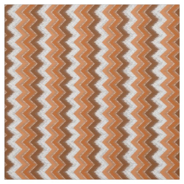 Brawn Burnt Orange White Ikat Zigzag Kunstmuster Stoff (Muster)