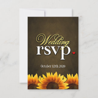 Brawn Chalkboard Sunflower Wedding RSVP Cards