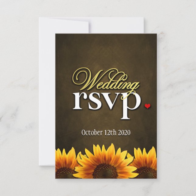 Brawn Chalkboard Sunflower Wedding RSVP Cards (Vorderseite)
