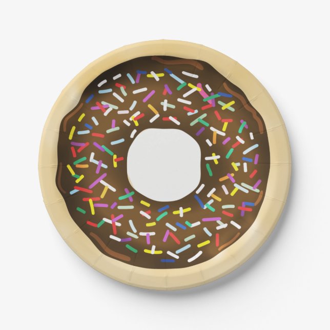 Brawn Chocolate Sprinkle Donuts Geburtstagsparty Pappteller (Vorderseite)