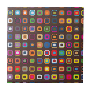 Brawn Colored Square Pattern Fliese