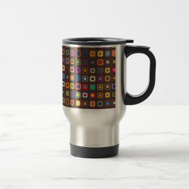 Brawn Colored Square Pattern Reisebecher (Rechts)