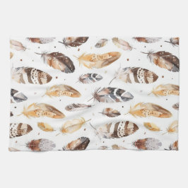 Brawn Cream Tribal Native Feathers Geschirrtuch