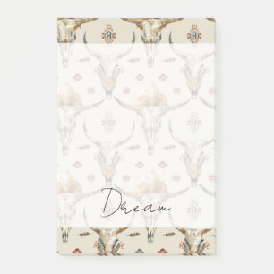 Brawn Cream Tribal Native Feathers Skulls Post-it Klebezettel