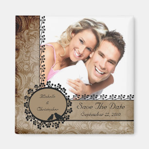 Brawn Damask Love Birds Foto Speichern das Date Ma Magnet