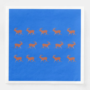Brawn Deer Walking Festivals Muster Blau Hintergru Serviette