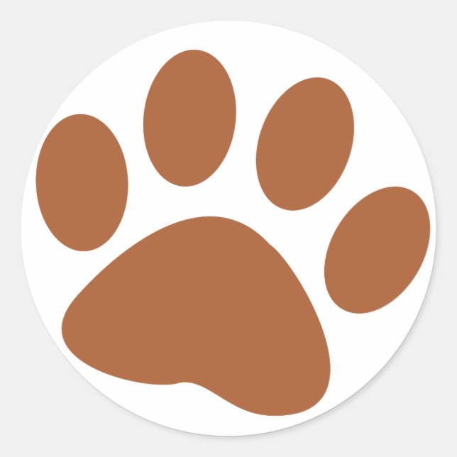 Brawn Dog Animal Paw Print Runder Aufkleber (Vorderseite)