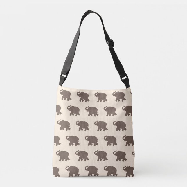 Brawn Elephant Pattern auf Elfenbein Tragetaschen Mit Langen Trägern (Rückseite)