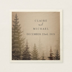 Brawn Evergreen Trees Wedding Serviette