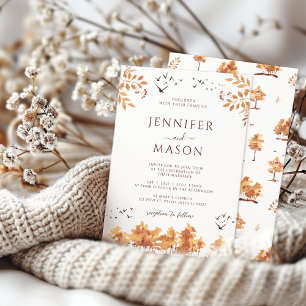 Brawn Fall Herbst Landschaft Tree Blätter Hochzeit Einladung
