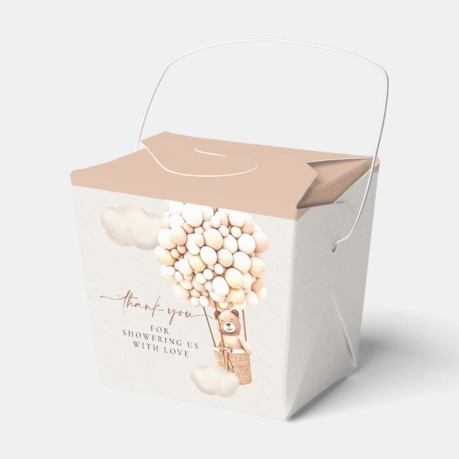 Brawn Gender Neutral Bear Balloons Fvor Box Geschenkschachtel (Vorderseite)