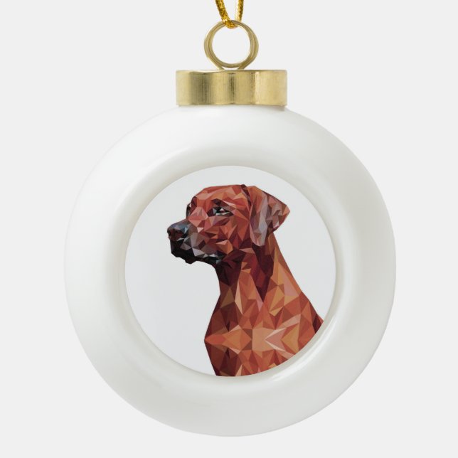 Brawn Geometric Dog Keramik Kugel-Ornament (Vorderseite)