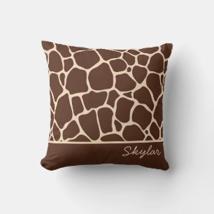 Brawn Giraffe Animal Print Custom Curry Name Kissen