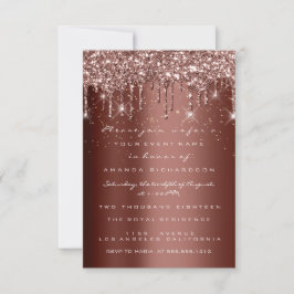 Brawn Glitzer Tropfen Rose Birthday Gold Confetti Einladung