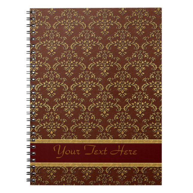 Brawn & Gold Damask Muster Notizblock (Vorderseite)