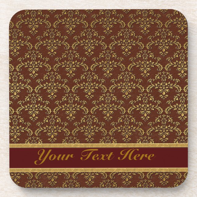 Brawn & Gold Damask Muster Untersetzer (Vorderseite)