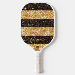 Brawn Gold Glitzer Hummeln Streifen Sparkle Glam Pickleball Schläger