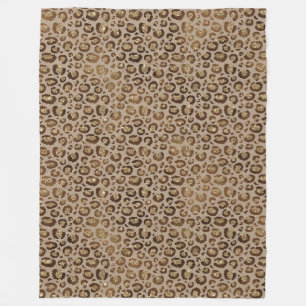 Brawn Gold Glitzer Leopard Print Fleecedecke