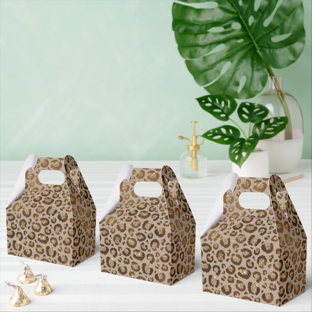 Brawn Gold Glitzer Leopard Print Geschenkschachtel (Zahlreiche)
