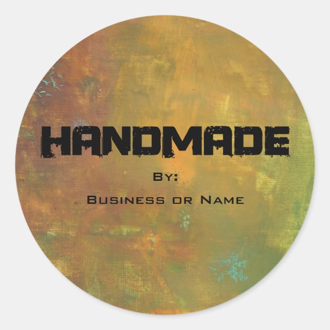 Brawn Gold Green Earthy Abstract Design Handmade Runder Aufkleber (Vorderseite)