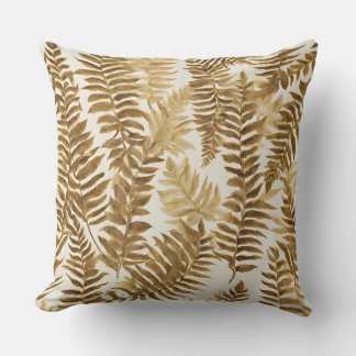 Brawn Gold White Fern Blätter drucken Kissen
