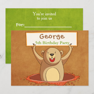 Brawn Green Groundhog Party Einladung Card