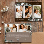 Brawn Greenery Vintag fünf FotoCollage Feiertagskarte<br><div class="desc">Herzlich willkommen in unserem bezaubernden Braun Grün Vintages 5 Foto Collage Holiday Card Design, wo Vintager Charme und moderne Eleganz aufeinander treffen. Dieses Design besticht durch eine faszinierende Aquarellenpflanze und eine subtil elegante Kalligraphie mit einfacher Typografie, die das Wesen traditioneller Gemütlichkeit und rustikaler Hütte einnimmt. Mit einer Touch von Retro-Flair...</div>