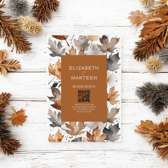 Brawn Grey Autumn Leaves Einladung Hochzeit (Von Creator hochgeladen)