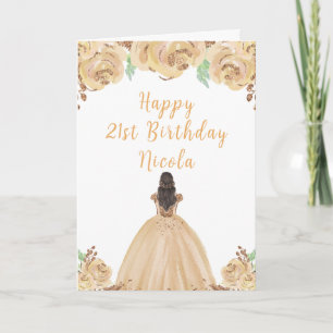Brawn Hair Princess Peach Floral Geburtstagsparty Karte