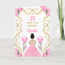Brawn Hair Princess Pink Happy Birthday