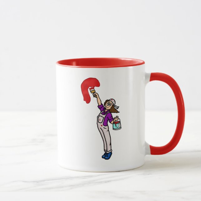 Brawn Hair Weibliche Malerbezeichnung Tasse (Rechts)