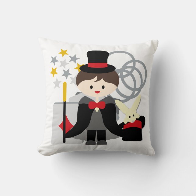 Brawn Haired Boy Magician Pillow Kissen (Vorderseite)