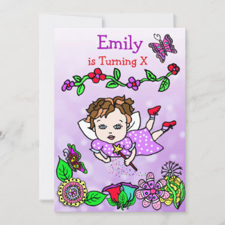 Brawn Haired Caucasian Fairy Birthday Einladung