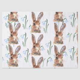 Brawn Hare and Snowdropp Decoupage Seidenpapier