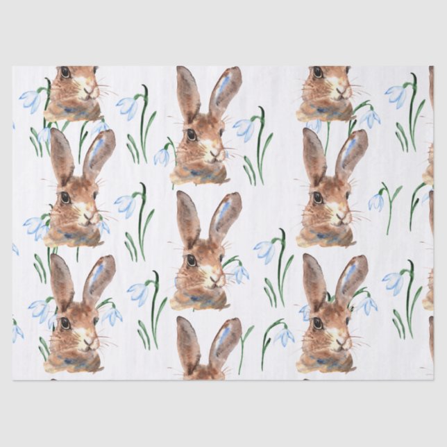 Brawn Hare and Snowdropp Decoupage Seidenpapier (Vorderseite)