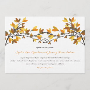 Brawn Knotted Liebe Trees Herbst Hochzeit Einladung
