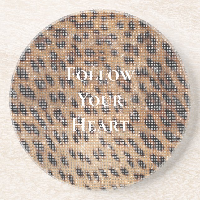 Brawn Leopard Animal Print Sparkon Getränkeuntersetzer (Vorne)