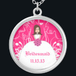 Brawn Long Hair Pink Wedding Bridesmaid Necklace Versilberte Kette<br><div class="desc">Wedding Keepake Wedding Party Necklaces - um die Hintergrundfarbe zu ändern - klicken Sie auf anpassen - klicken Sie auf Bearbeiten - wählen Sie das letzte Tool aus dem Drop-Down-Menü und wählen Sie eine der angezeigten Farben aus oder geben Sie Ihren RGB-Hex-Code für Ihre Hochzeitfarbe ein. Um die Schriftart-Farbe zu...</div>