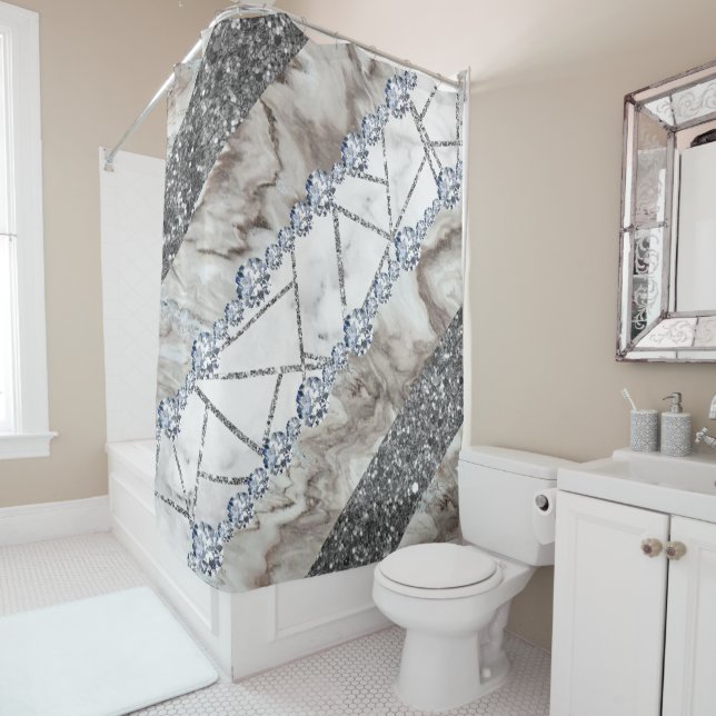 Brawn Marble Stone Moderne Abstrakt Duschvorhang (Beispiel)
