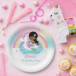 Brawn Mermaid und Unicorn Pool Geburtstagsparty Pappteller