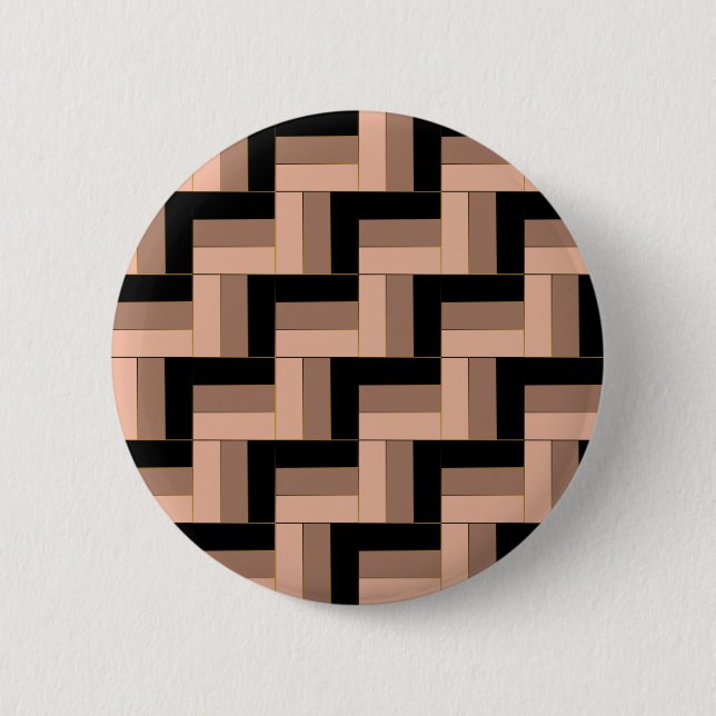 Brawn Mocha Black Geometric Rectangle Button (Vorderseite)