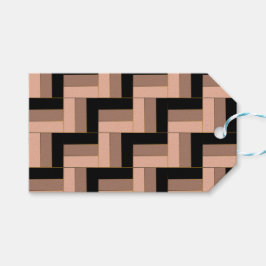 Brawn Mocha Black Geometric Rectangle Geschenkanhänger