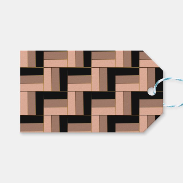 Brawn Mocha Black Geometric Rectangle Geschenkanhänger (Vorderseite (Horizontal))