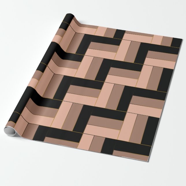 Brawn Mocha Black Geometric Rectangle Geschenkpapier (Ungerollt)