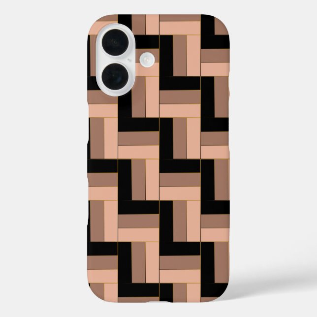 Brawn Mocha Black Geometric Rectangle iPhone 16 Hülle (Rückseite)
