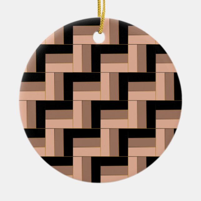Brawn Mocha Black Geometric Rectangle Keramik Ornament (Vorne)
