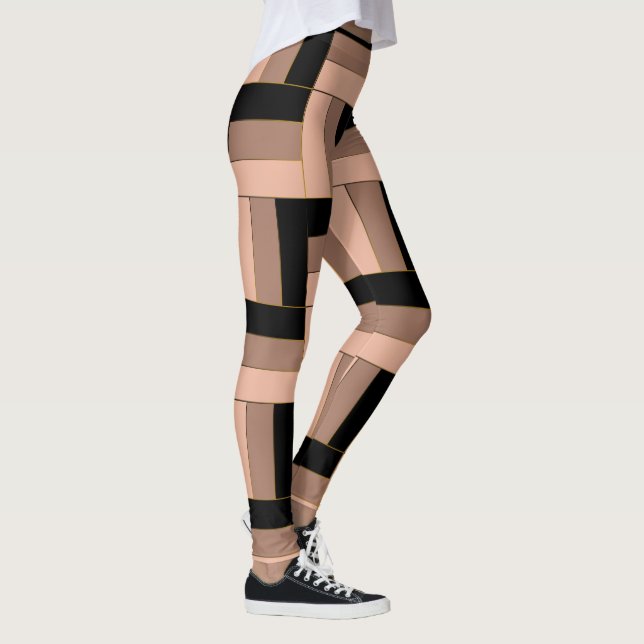 Brawn Mocha Black Geometric Rectangle Leggings (Rechts)