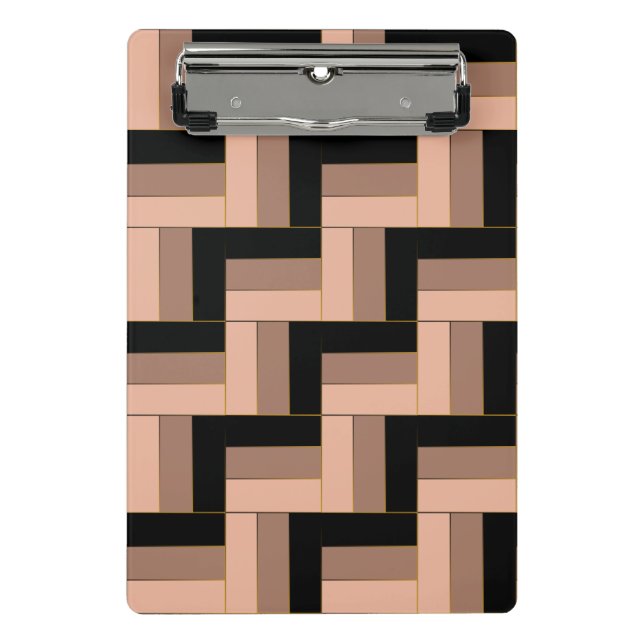 Brawn Mocha Black Geometric Rectangle Mini Klemmbrett (Vorderseite)